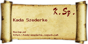 Kada Szederke névjegykártya